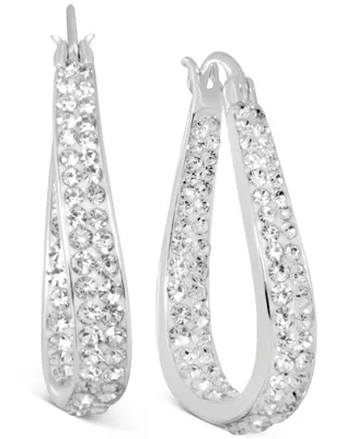 And Now This Crystal In & Out Teardrop Hoop Earrings in Silver Plate, Gold-Plate or Rose Gold Plate