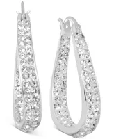 And Now This Crystal & Out Teardrop Hoop Earrings Silver Plate, Gold-Plate or Rose Gold Plate