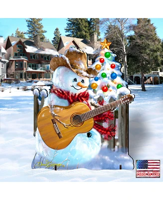 Designocracy by Dona Gelsinger Guitar Rocker Snowman Freestanding Large Yard Decor