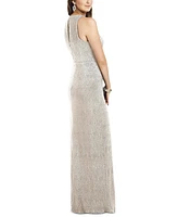 Dessy Collection Women's Sleeveless Scoop Neck Metallic Trumpet Gown