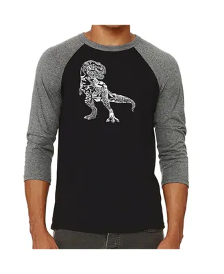 La Pop Art Dino Pics Men's Raglan Word T-shirt