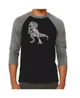 La Pop Art Dino Pics Men's Raglan Word T-shirt