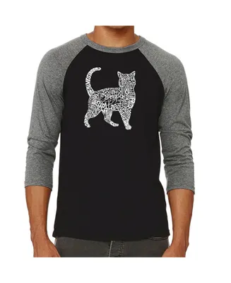 La Pop Art Cat Men's Raglan Word T-shirt