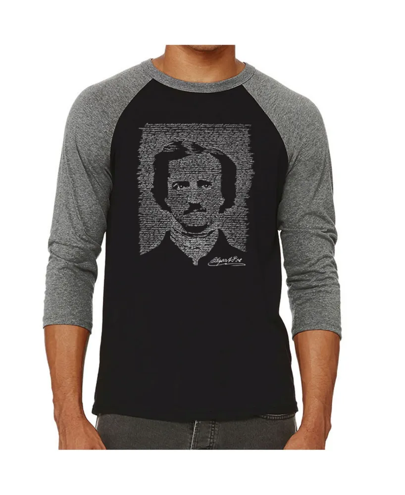 La Pop Art Edgar Allan Poe Men's Raglan Word T-shirt