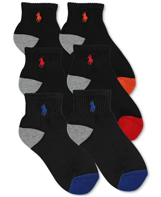 Polo Ralph Lauren 6-Pk. Color-Blocked Quarter Low-Cut Socks, Little Boys & Big