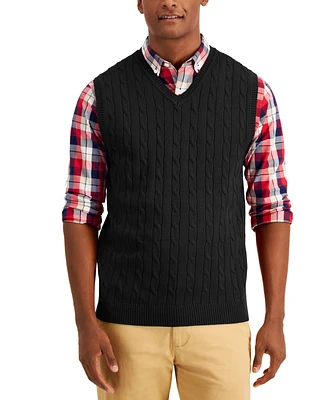 Club Room Men's Cable-Knit Cotton Sweater Vest, Created for Macy's