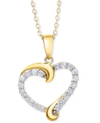 Diamond Swirl Heart Pendant Necklace (1/2 ct. t.w.) Sterling Silver, 14k Gold-Plated or Rose Silver