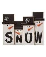 Glitzhome Wooden Christmas Snowman Family Table Decor