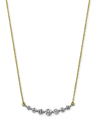 Diamond Graduated Bar Statement Necklace (1 ct. t.w.) in 14k Gold & White Gold, 16" + 2" extender - Two