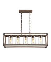 Jonathan Y Zeniba 5-Light Linear Adjustable Rustic Farmhouse Led Pendant