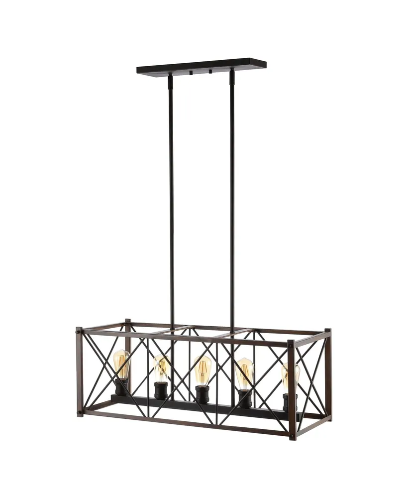 Jonathan Y Galax 5-Light Adjustable Farmhouse Industrial Led Dimmable Pendant