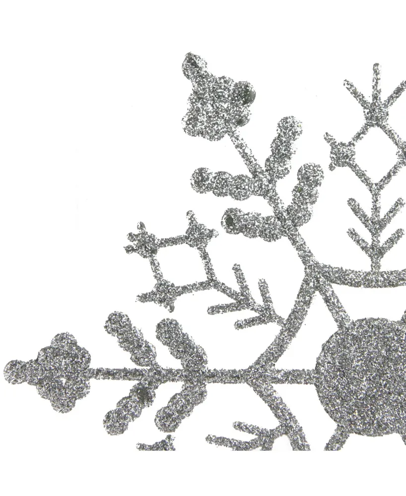 Northlight Silver Tone Splendor Glitter Snowflake Christmas Ornaments