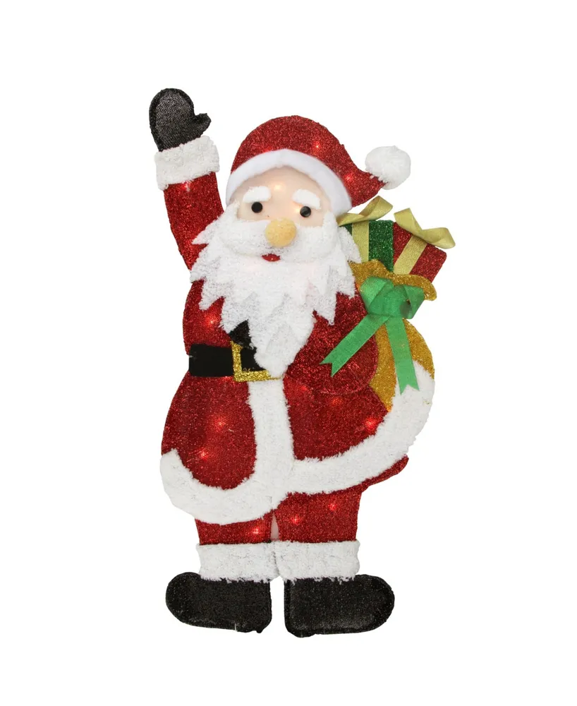 Northlight Lighted Waving Santa with Gis Outdoor Christmas Yard Decor