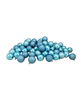 Northlight 60 Count Turquoise Shatterproof 4-Finish Christmas Ball Ornaments
