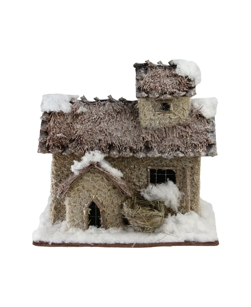 Northlight and Beige Two Story Snowy Cabin Christmas Table top Decor