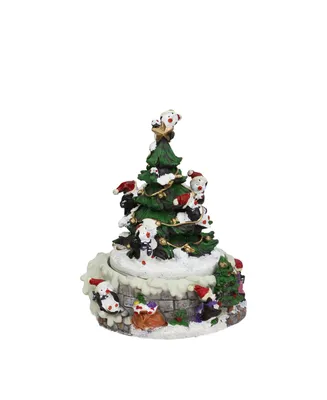 Northlight Animated Penguin and Christmas Tree Winter Scene Rotating Musical Christmas Decoration