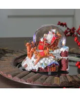 Northlight Santa Claus On Sleigh with Reindeer Musical Christmas Snow Globe Tabletop Decoration