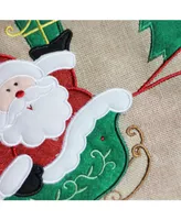 Northlight Burlap Santa Claus in Sleigh Embroidered Christmas Tree Skirt