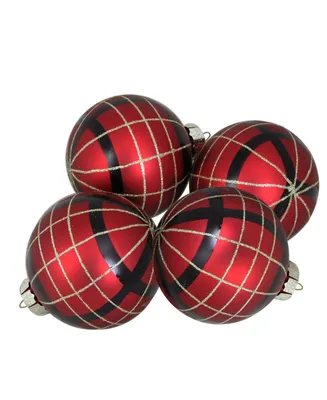 Northlight 4 Count and Plaid Christmas Ball Ornaments
