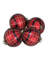 Northlight 4 Count and Plaid Christmas Ball Ornaments