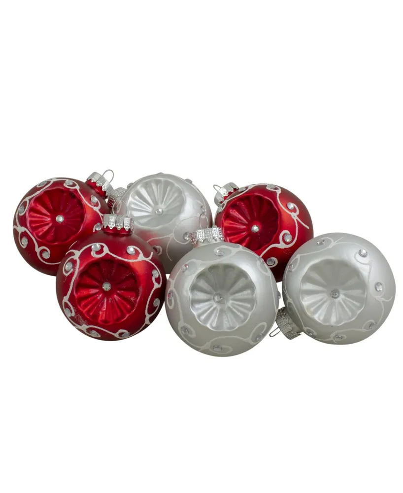 Northlight Count Retro Reflector Matte Glass Christmas Ball Ornament Set