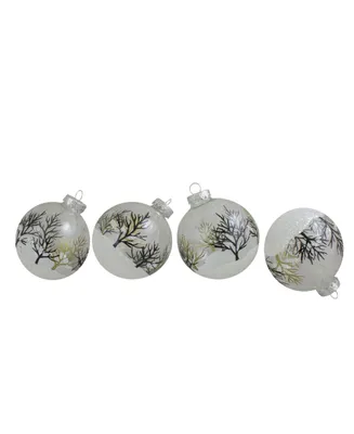 Northlight Count Clear and Frosted Winter Tree Glass Christmas Ball Ornaments