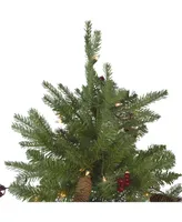 Northlight Pre-Lit Mixed Winter Berry Pine Artificial Christmas Tree