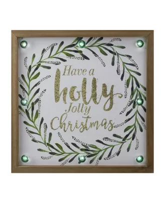 Northlight Lighted "Holly Jolly" with A Wreath Wood Christmas Plaque