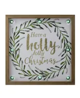 Northlight Lighted "Holly Jolly" with A Wreath Wood Christmas Plaque