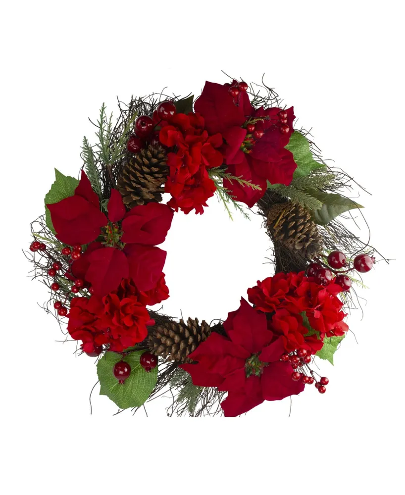 Northlight Unlit Flowers with Berries Artificial Christmas Wreath