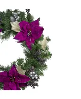 Northlight Unlit Poinsettia and Pine Cone Artificial Christmas Wreath