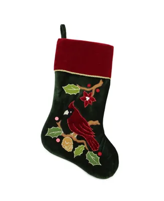 Northlight Cardinal Embroidered Christmas Stocking