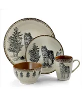 Elama Majestic Wolf 16 Pc. Dinnerware Set, Service for 4