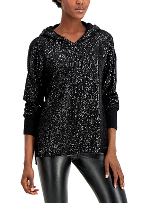 I.n.c. International Concepts Women's Sequin-Front Hoodie, Regular & Petite, Created for Macy's