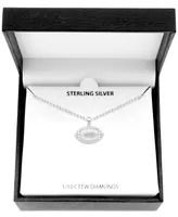 Diamond Football 18" Pendant Necklace (1/10 ct. t.w.) in Sterling Silver