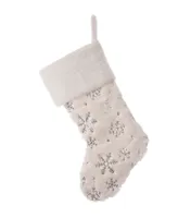 Glitzhome Plush with Snowflake Christmas Stocking, Set of 2