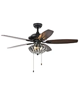 Home Accessories Copper 52" 2-Light Indoor Hand Pull Chain Ceiling Fan with Light Kit