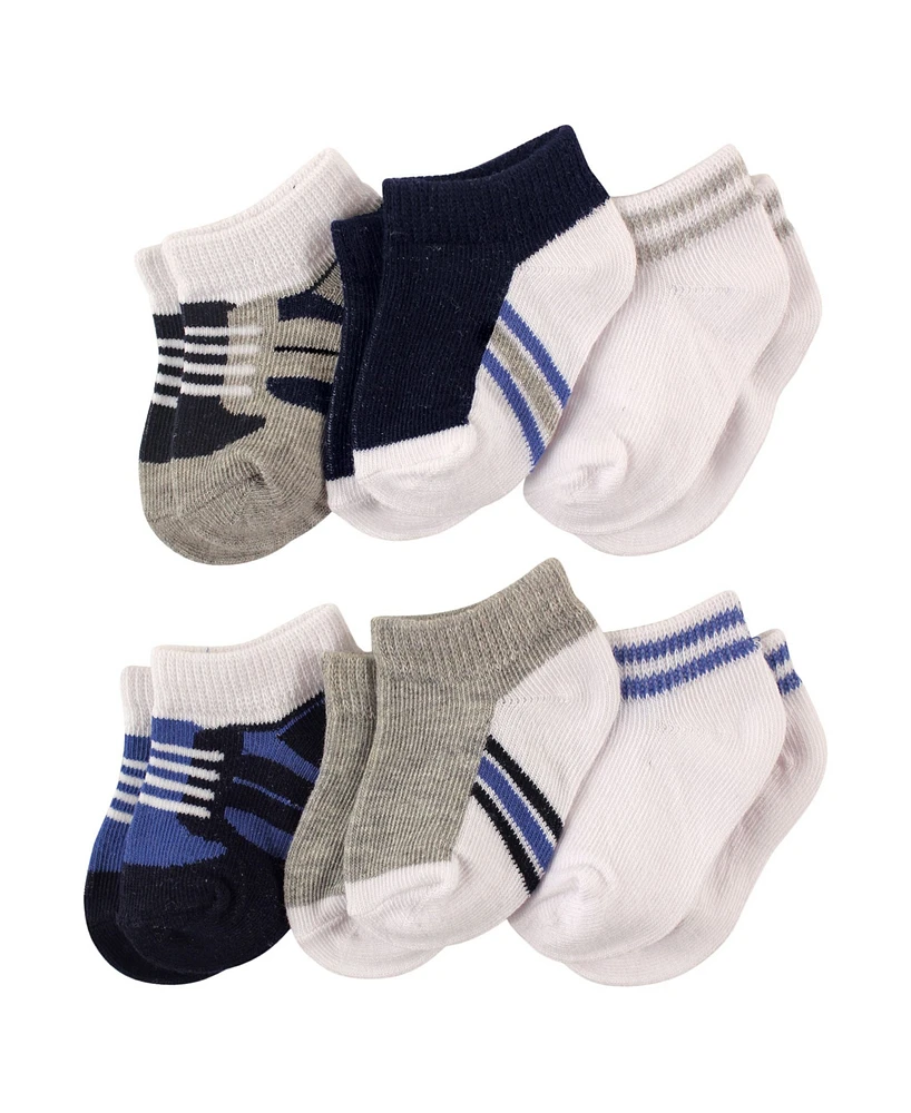 Luvable Friends Baby Boys Newborn and Socks Set, Blue gray 6-Pack - 6