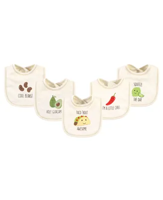 Touched by Nature Unisex Baby Organic Cotton Bibs 5pk, Taco, One Size