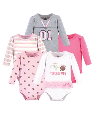 Little Treasure Baby Girls Cotton Long-Sleeve Bodysuits 5pk