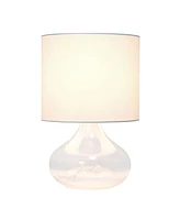 Simple Designs Glass Raindrop Table Lamp with Fabric Shade