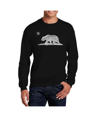 La Pop Art Men's Word California Bear Crewneck Sweatshirt