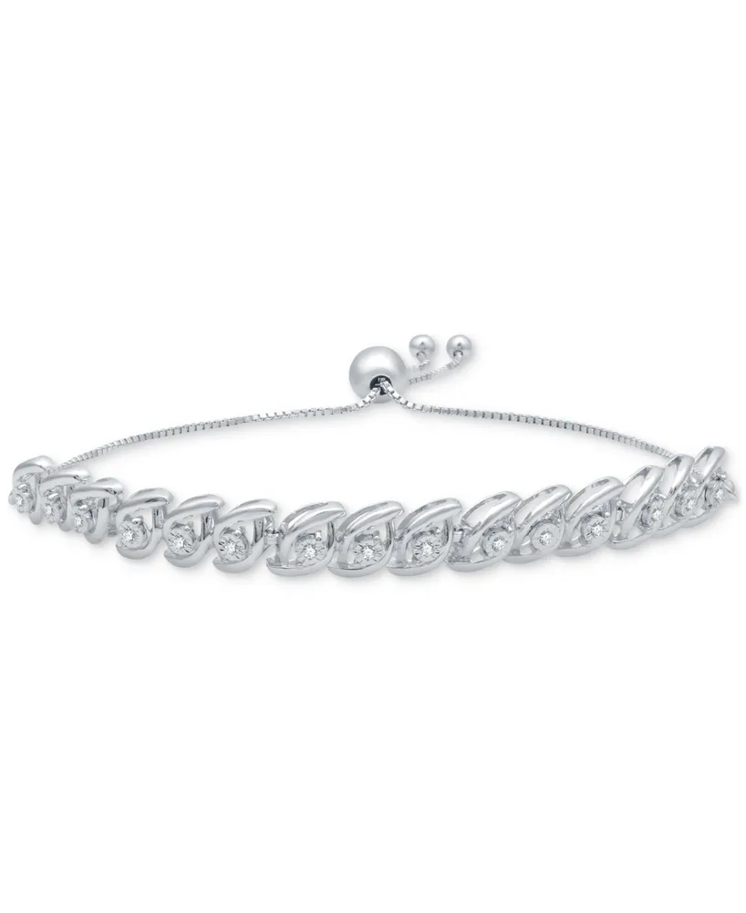 Diamond Wave Bolo Bracelet (1/6 ct. t.w.) in Sterling Silver