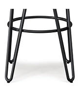 Simpli Home Simeon 30" Metal Bar Stool with Wood Seat