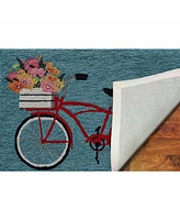 Liora Manne' Frontporch Bike Ride Blue 1'8" x 2'6" Outdoor Area Rug