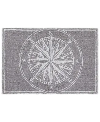 Liora Manne' Frontporch Compass Black and Gray 2'6" x 4' Outdoor Area Rug