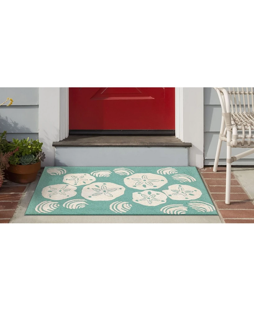 Liora Manne' Frontporch Shell Toss 1'8" x 2'6" Outdoor Area Rug