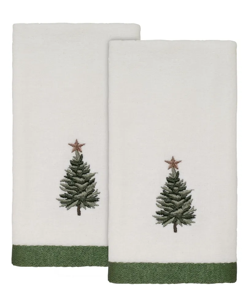 Avanti Trees with Gold Star Holiday 2-Pc. Fingertip Towel Set, 11" x 16"