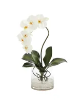 Nearly Natural Phalaenopsis Orchid Artificial Arrangement in Glass Vase