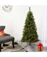 Nearly Natural Cashmere Slim Artificial Christmas Tree with 250 Warm Lights and 408 Bendable Branches